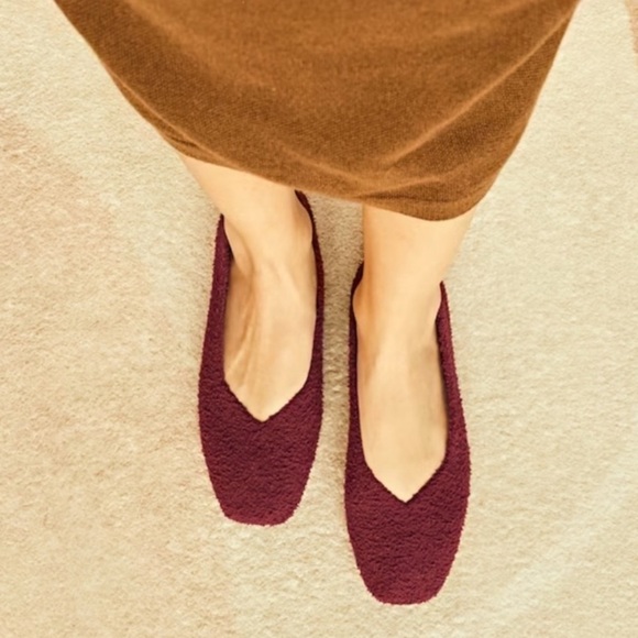 Vivaia Margot 2.0 Ballet Flat Square Terry Boucle Fuzzy Knit Comfy Burgundy 8.5 - Picture 13 of 13